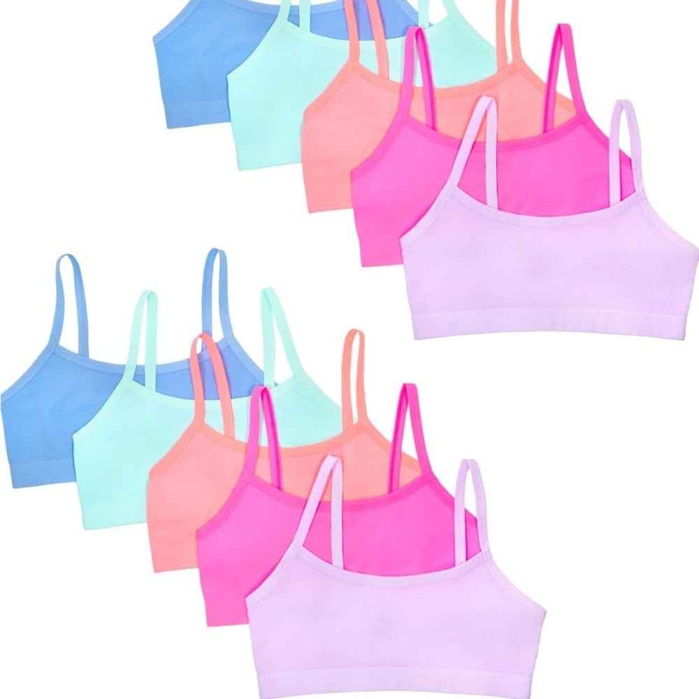 Girls Multicolor Training Bralette Set of 10
